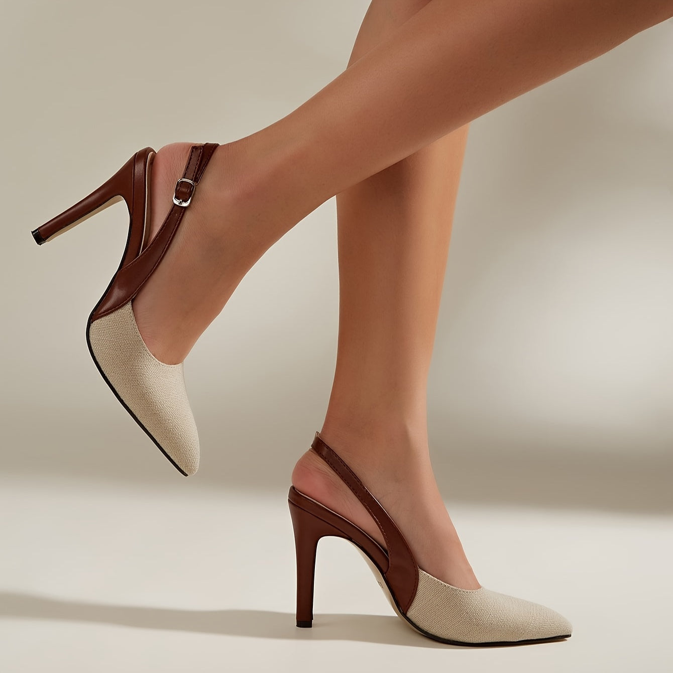 Tacones Mujer Slingback Diseño en Contraste - Mavetta