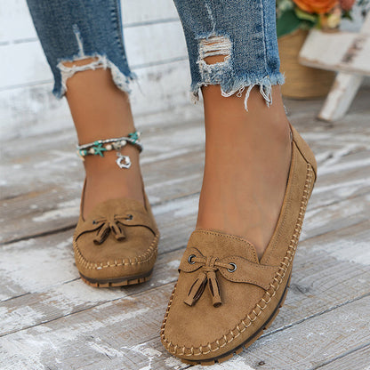 Mocasines Mujer de Piel con Lazo Suela Flexible
