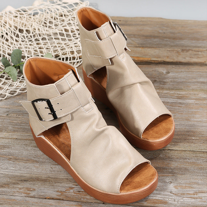 Sandalias Cuña Mujer de Piel Comodas Verano