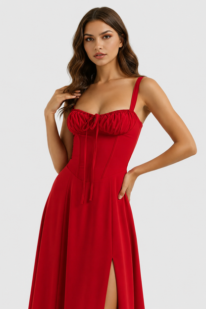 Vestido Midi Mujer con Corsé Ajustado
