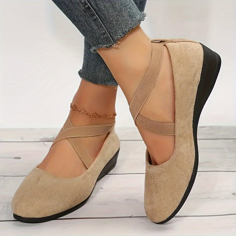 Zapatos mujer con tiras cruzadas y puntera redondeada informales