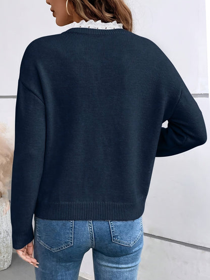 Jersey Mujer de Punto Suave con Encaje Delicado