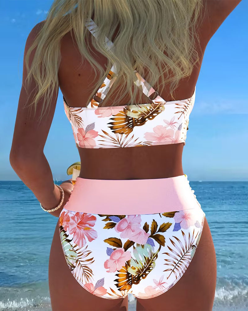 Bikini Mujer con Estampado Floral y Abertura