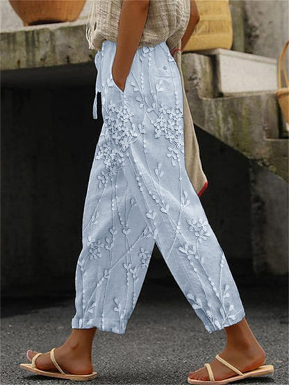 Pantalones Mujer Estampado Vides Corte Recto