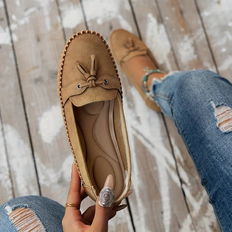 Mocasines Mujer de Piel con Lazo Suela Flexible