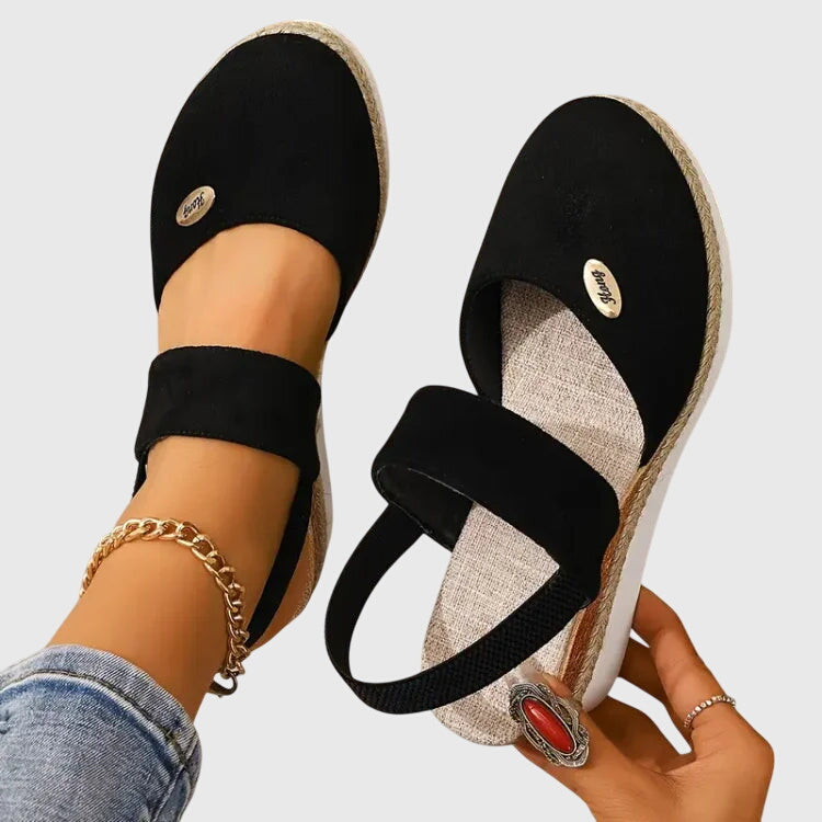 Sandalias Mujer Ortopédicas Cuña Esparto Correas Elásticas