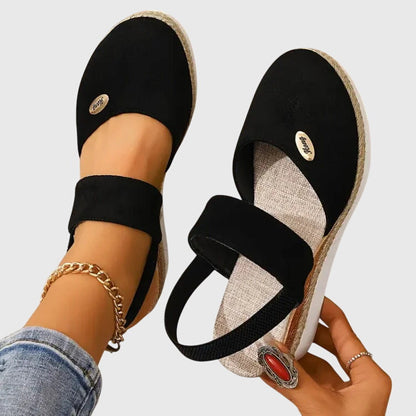 Sandalias Mujer Ortopédicas Cuña Esparto Correas Elásticas