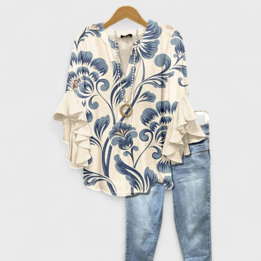 Blusa Mujer Floral Manga Acampanada Corte Suelto - Mavetta