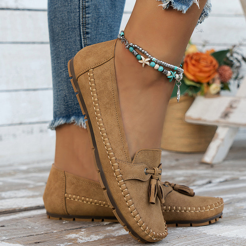 Mocasines Mujer de Piel con Lazo Suela Flexible
