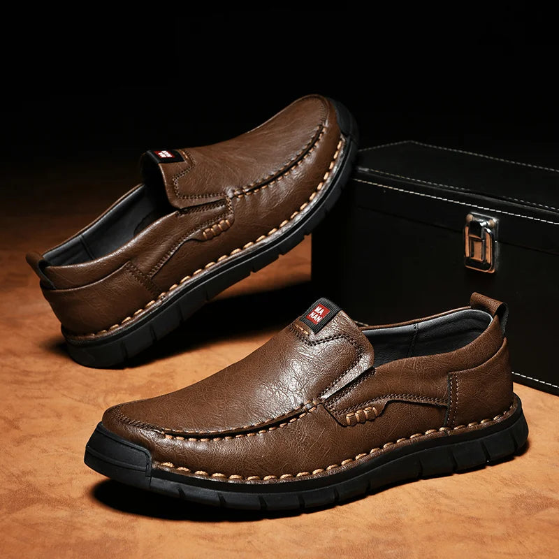 Zapatos Hombre de Cuero Sin Cordones Elegantes y Practicos
