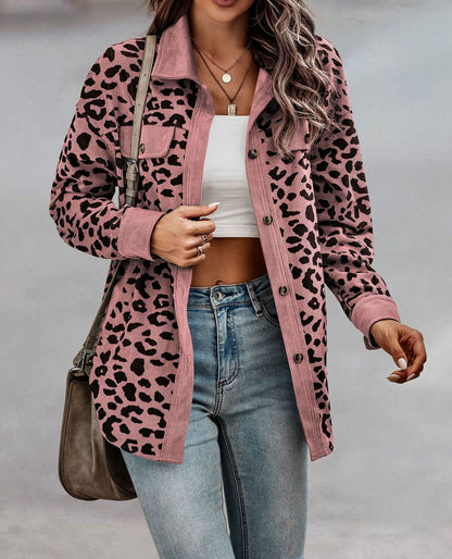 Abrigo Mujer Estampado Animal Corte Recto