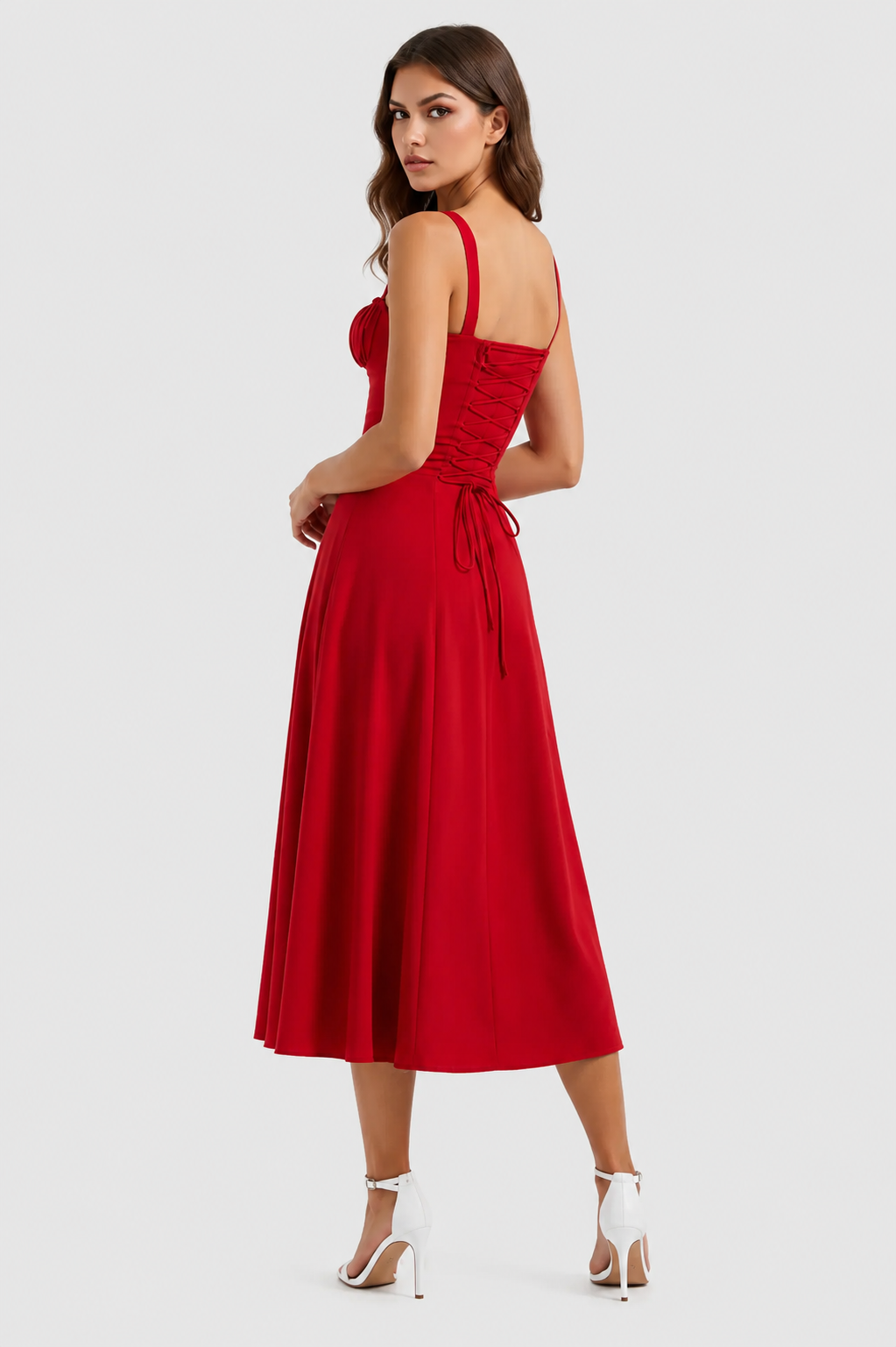 Vestido Midi Mujer con Corsé Ajustado
