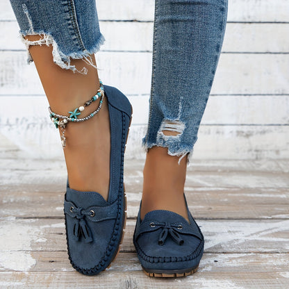Mocasines Mujer de Piel con Borlas Estilo Elegante