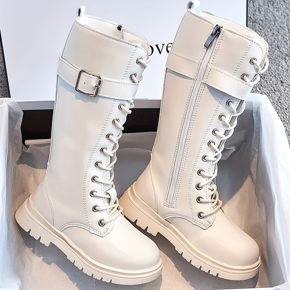 Botas Altas Niña con Cremallera y Diseño de Encaje - Mavetta