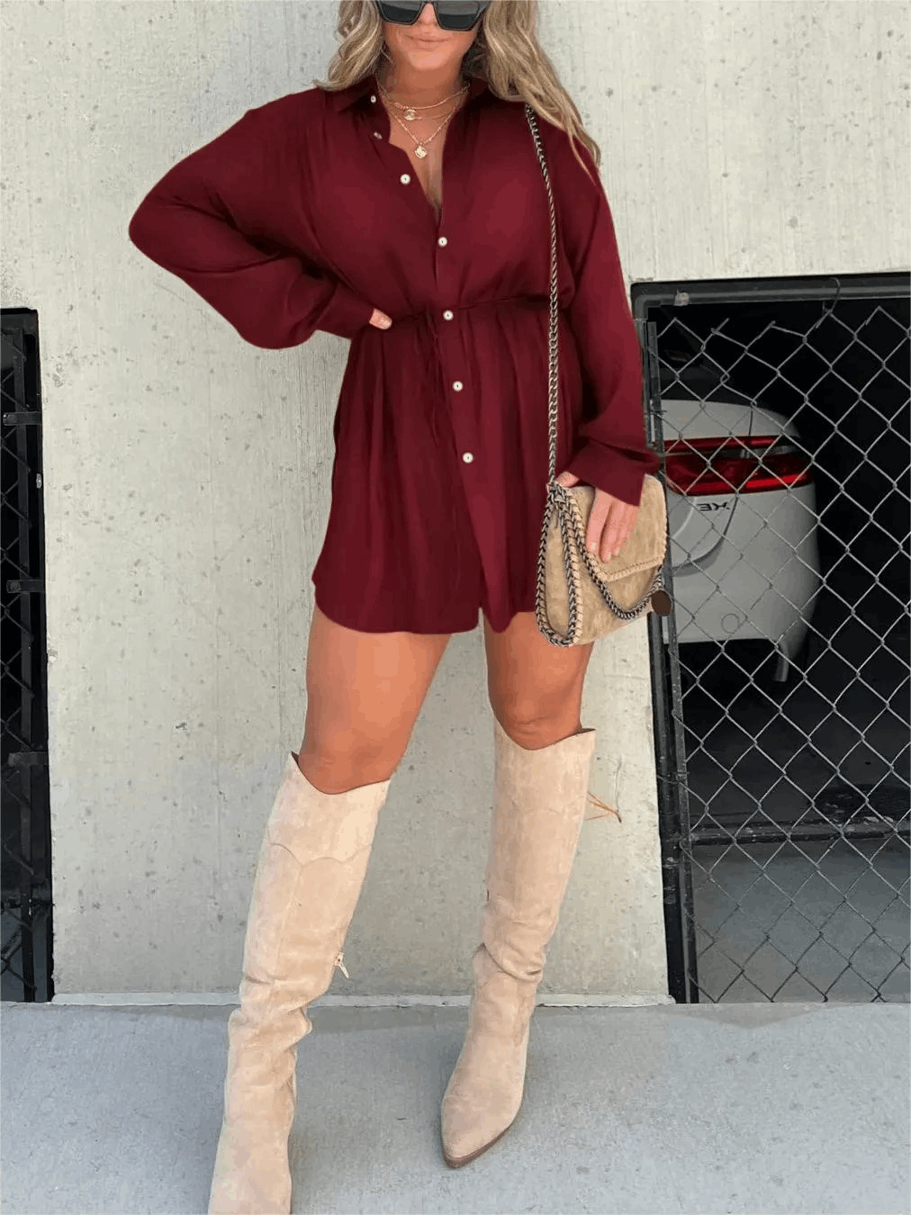Vestido midi Mujer satinado escote cruzado tirantes finos - Mavetta