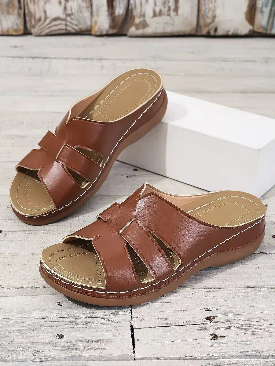 Sandalias Planas Mujer Tira Recortada Diseño Comodo