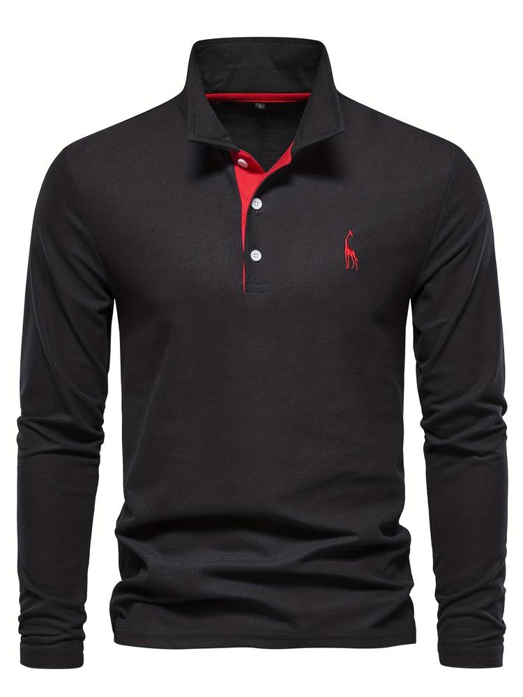 Polo Hombre Manga Larga Detalles en Cinta Ajuste Regular