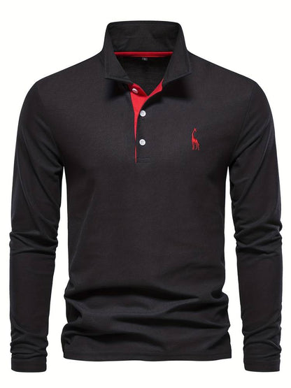 Polo Hombre Manga Larga Detalles en Cinta Ajuste Regular