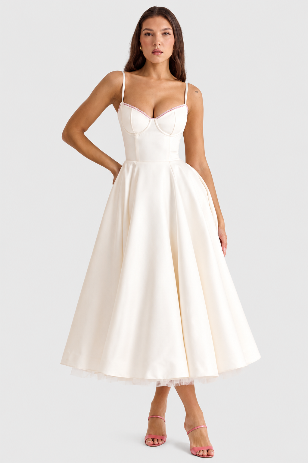 Vestido Midi Mujer de Satén Suave Ajuste Elegante