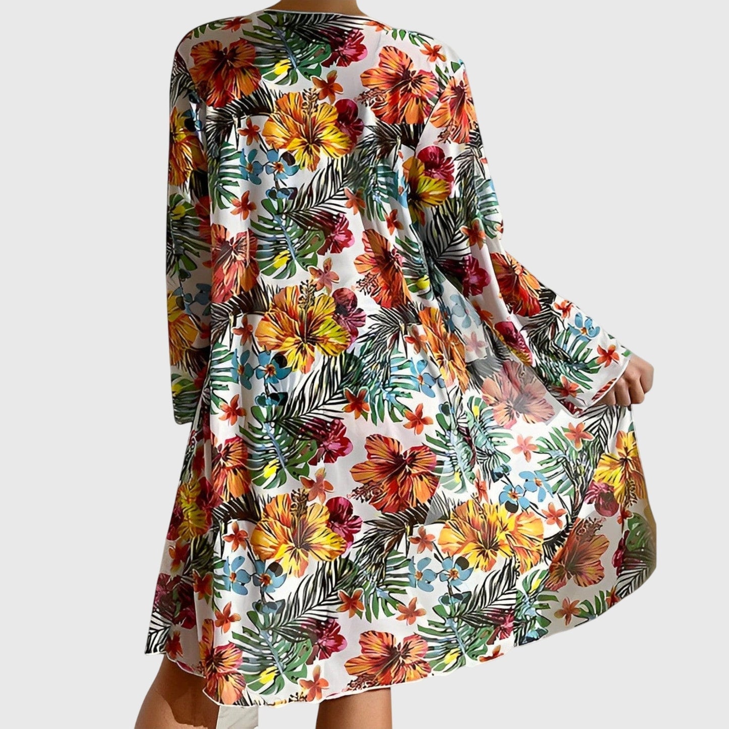 Bikini Mujer Tres Piezas Lazo Cintura Alta Kimono Playa