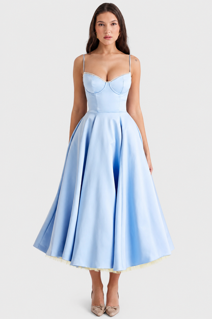 Vestido Midi Mujer de Satén Suave Ajuste Elegante