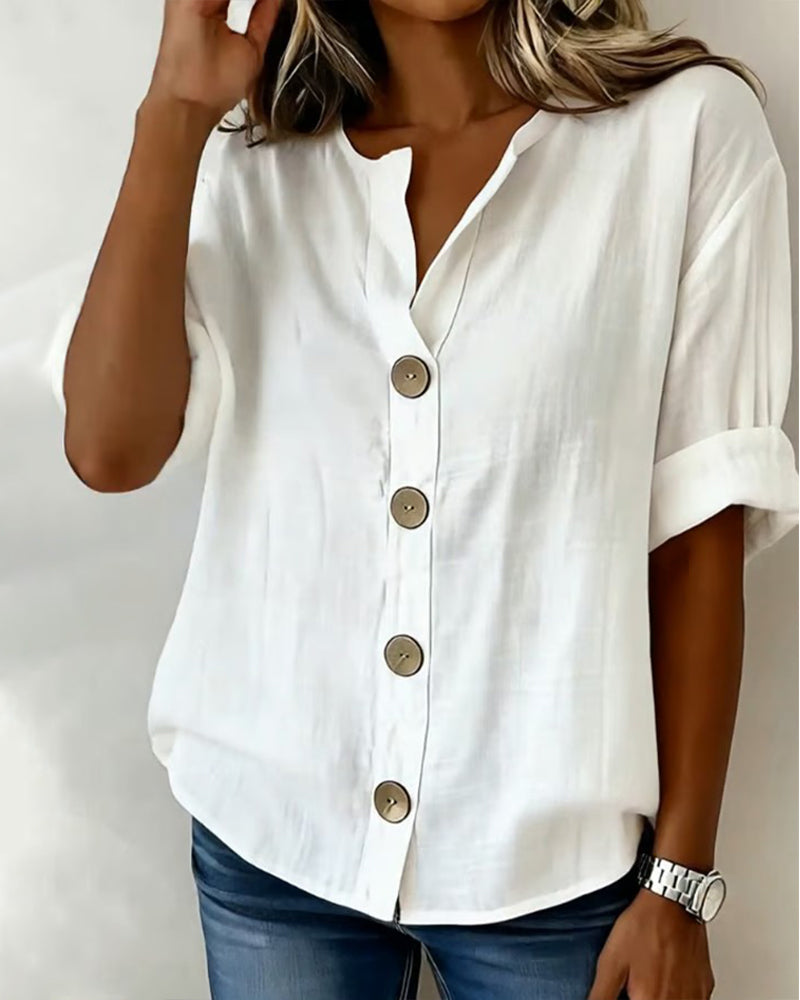 Blusa Mujer Algodón Botones Corte Suelto Comoda