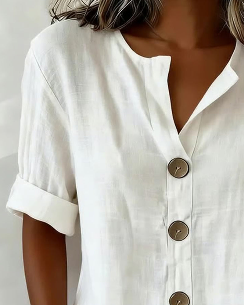 Blusa Mujer Algodón Botones Corte Suelto Comoda