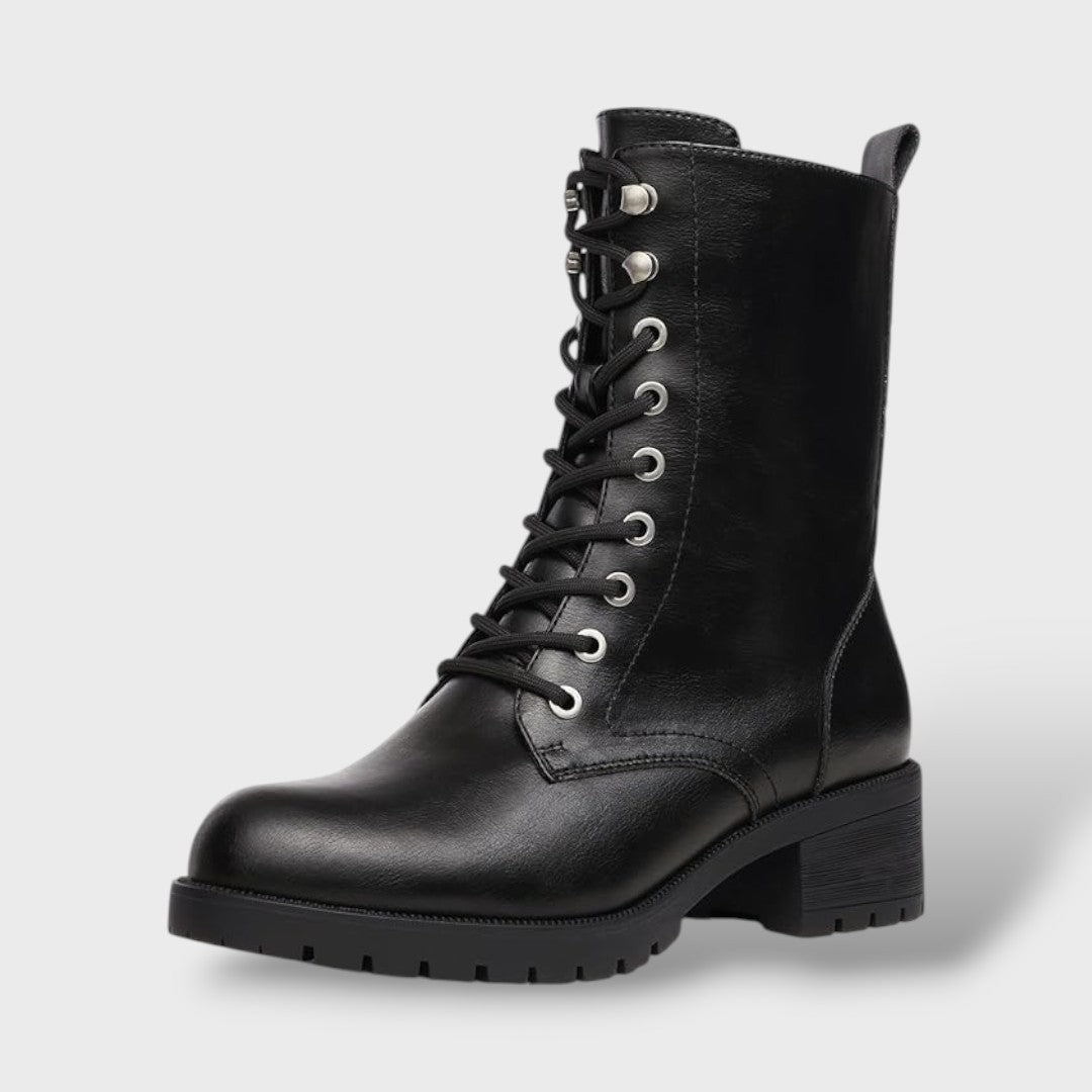 Botas Combate Mujer Cremallera Tacón Bajo