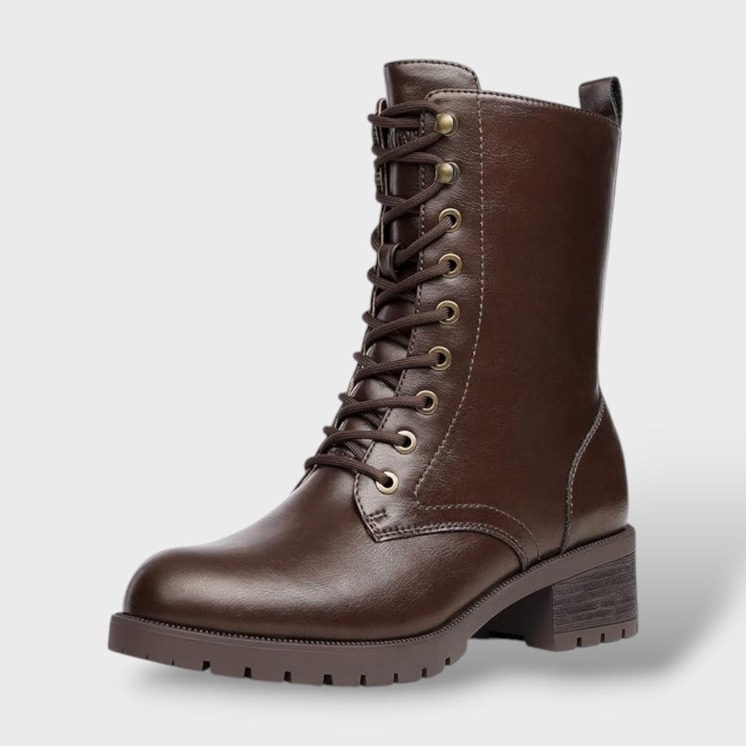 Botas Combate Mujer Cremallera Tacón Bajo
