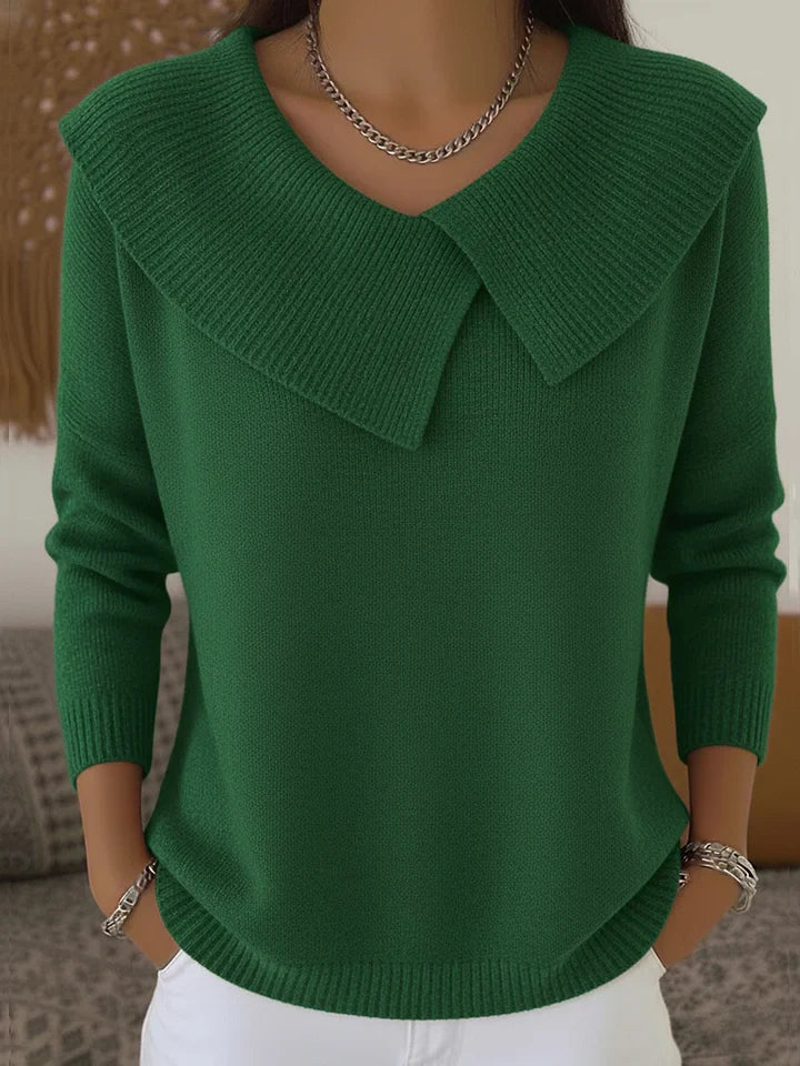 Suéter Mujer Cuello Amplio Tipo Solapa Estilo Cálido