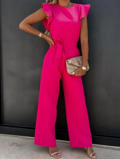 Mono Mujer Pantalón Ancho Cinturón Ajustable Elegante