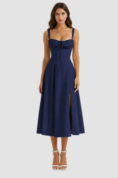 Vestido Midi Mujer con Corsé Ajustado