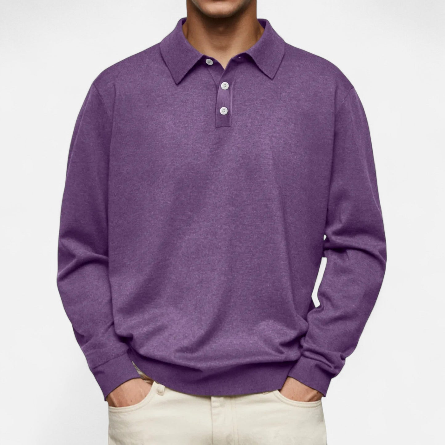 Polo hombre manga larga Algodón estilo casual elegante
