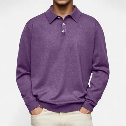 Polo hombre manga larga Algodón estilo casual elegante