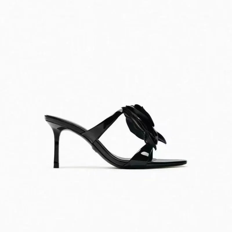 Sandalias Tacón Alto Mujer Flor Decorativa Ajuste Comodo