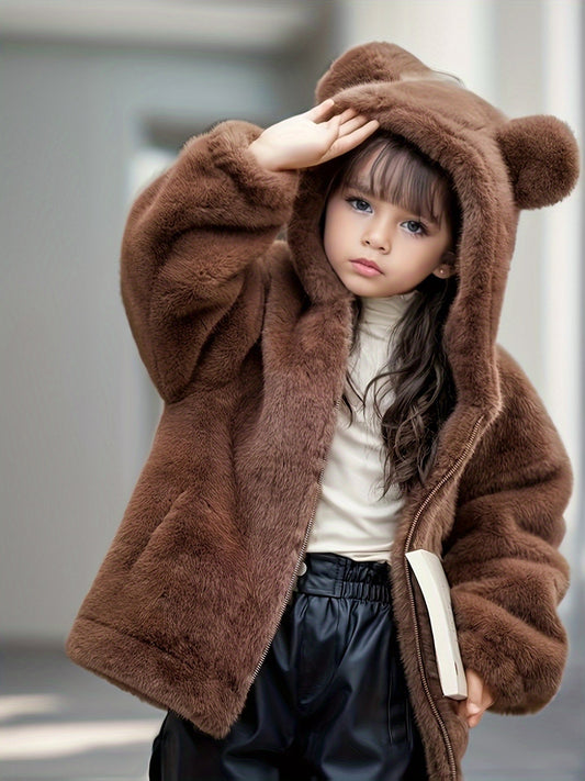 Chaqueta Niña de Felpa con Capucha y Orejitas - Mavetta