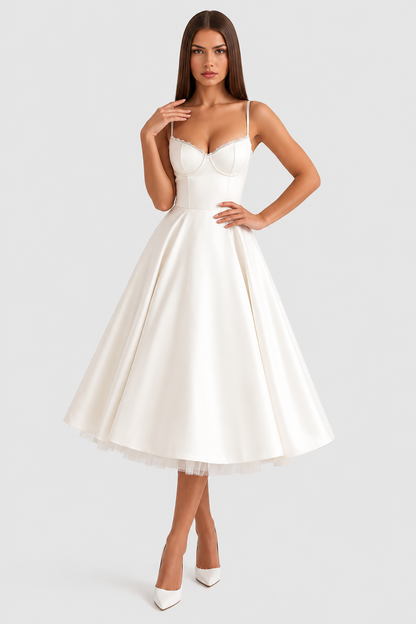 Vestido midi Mujer de Tul con Capas - Mavetta
