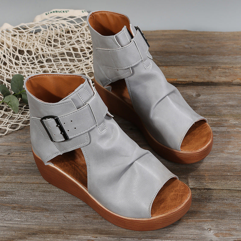 Sandalias Cuña Mujer de Piel Comodas Verano