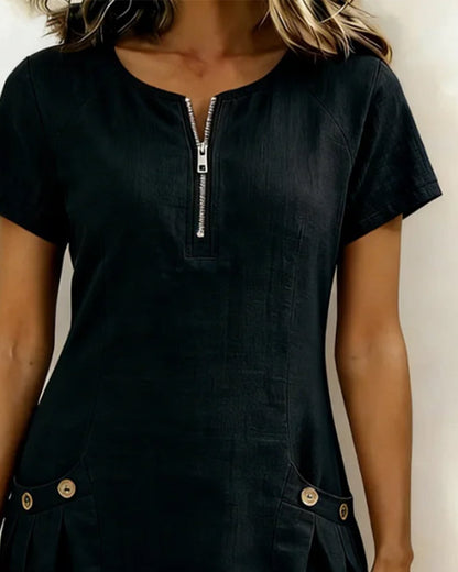 Vestido recto mujer con cremallera y bolsillos