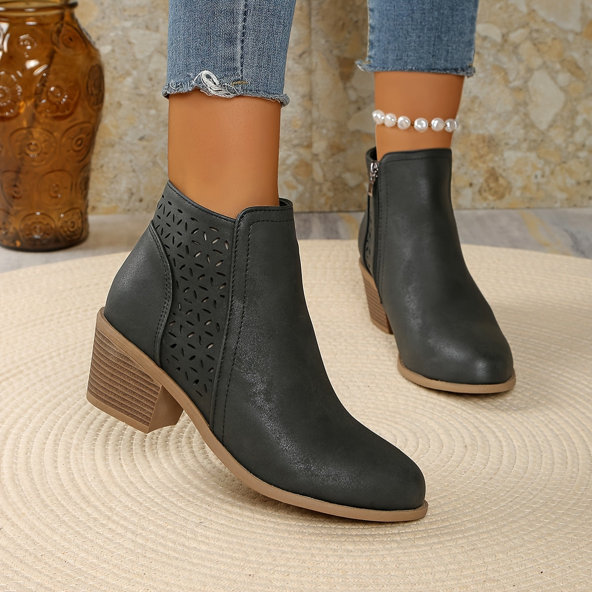 Botines mujer transpirables de piel estilo casual cómodo