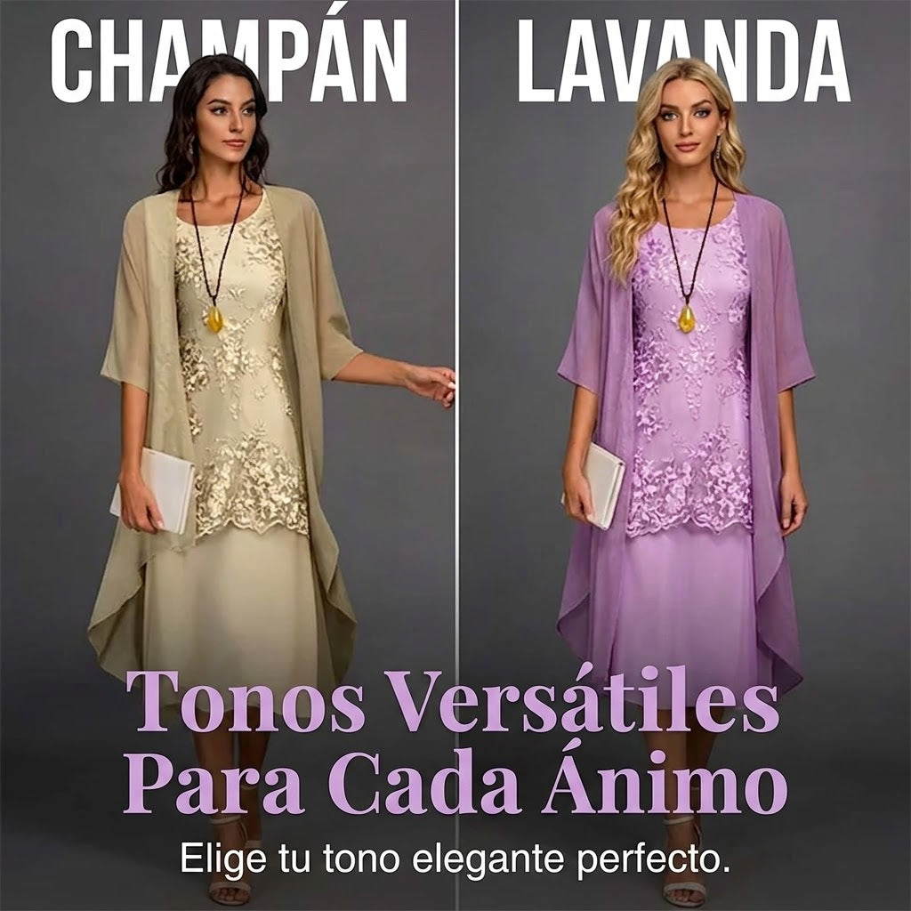 Conjunto mujer vestido y chaqueta elegante