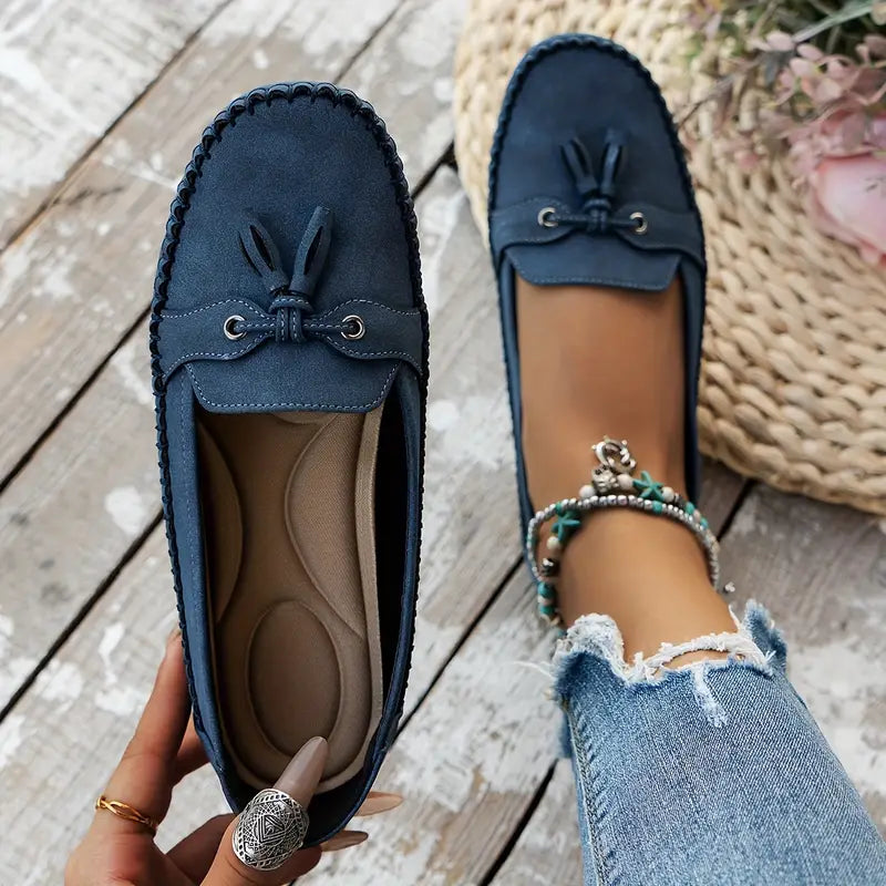 Mocasines Mujer de Piel con Lazo Suela Flexible