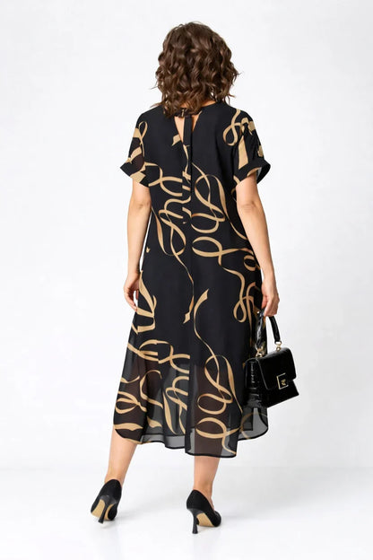Vestido midi mujer estampado cuello en V holgado