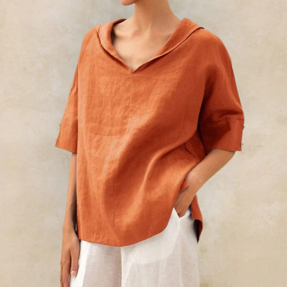 mujer casual holgado cuello en V