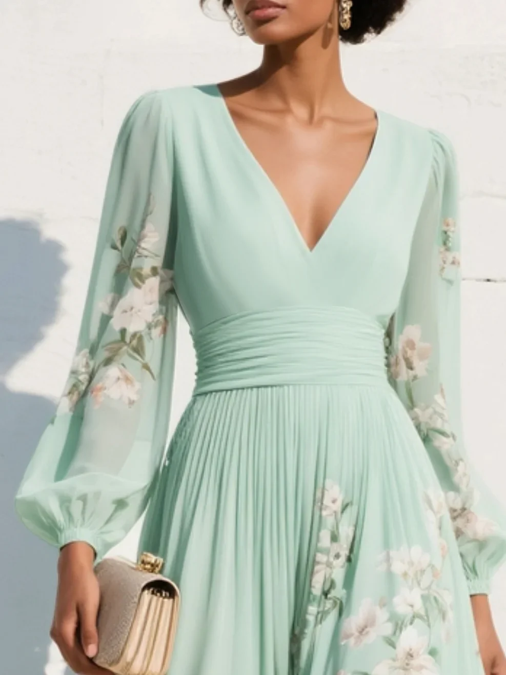Vestido línea A mujer floral manga corta