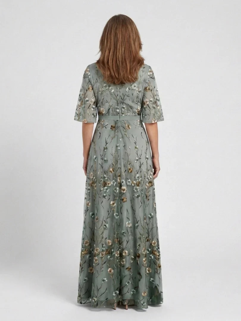 Vestido maxi mujer plisado cuello en V