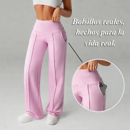 Pantalón recto Mujer de corte amplio