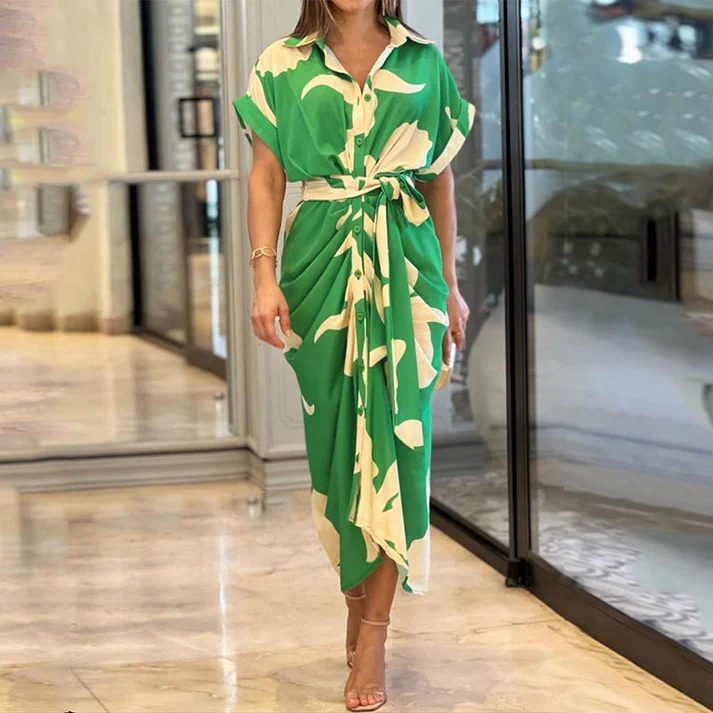 Vestido Midi Mujer Camisero Botones Cinturón