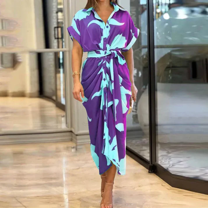 Vestido Midi Mujer Camisero Botones Cinturón