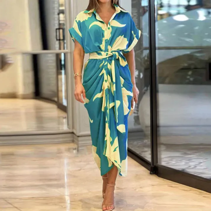 Vestido Midi Mujer Camisero Botones Cinturón